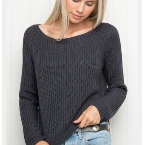 Blue Knit Cropped Sweater